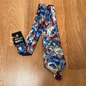 Oleg Cassini Red and Blue Floral Tie